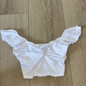 White Off-Shoulder Ruffle Top